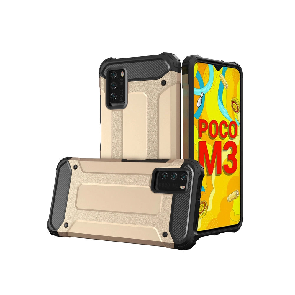 Hybrid Armor Case Tough Rugged Cover for Xiaomi Redmi Note 10 5G / Poco M3 Pro golden_0