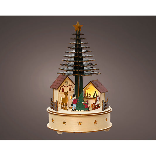Casinha microled com Ã¡rvore de natal, com mÃºsica e movimento, Ã¸15 x 25 cm_0