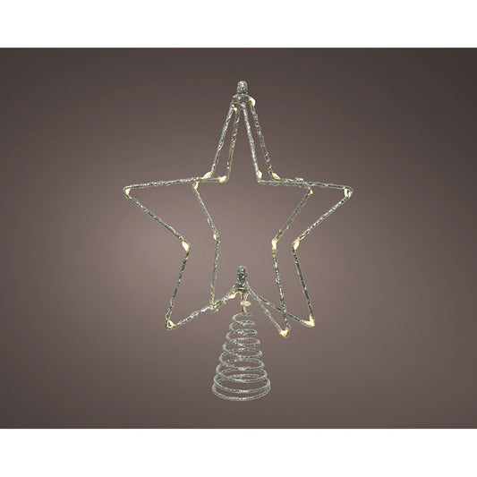Estrela prateada para Ã¡rvore de natal, arame microled, 20x5x25cm. lumineo_0