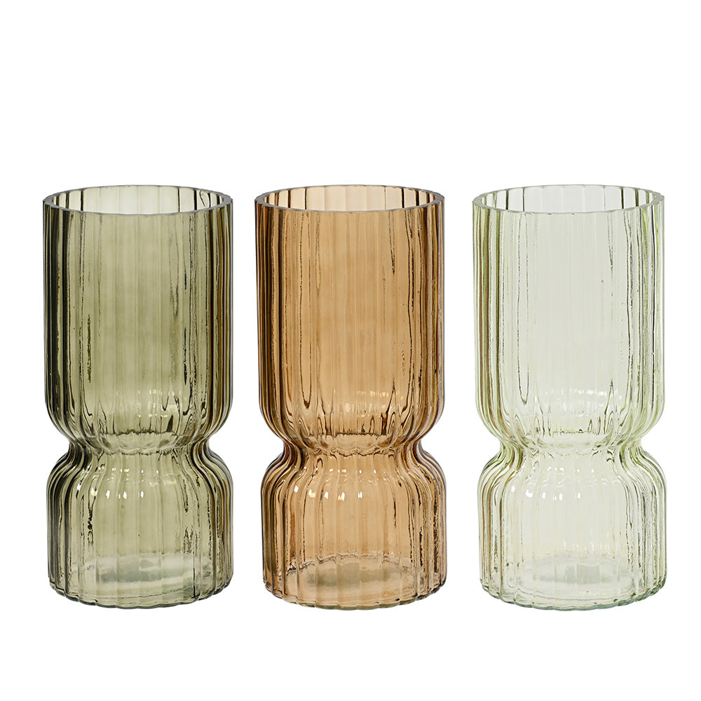 Jarro de vidro tubular ondulado, vidro, 3 cores Ã¸11x23cm_0