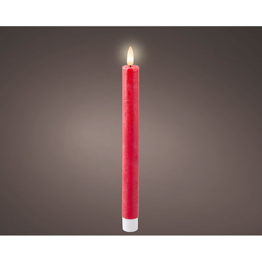 Pack de 2 unidades velas led de cera vermelha Ã¸2,2x24,5cm,_0