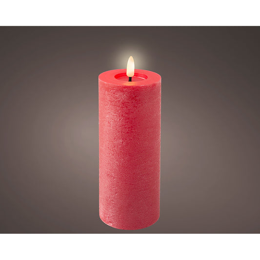 Vela de cera led vermelha, superfÃ­cie rÃºstica Ã¸7 x 19 cm_0