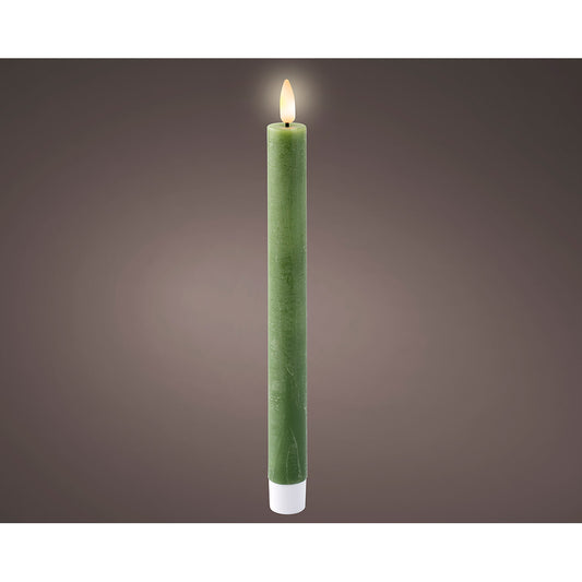 Vela de cera led, cor verde, acabamento rÃºstico, Ã¸2,20x24,50cm, pack2 unidades_0
