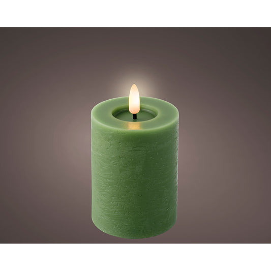 Vela de cera led, cor verde, superfÃ­cie rÃºstica Ã¸7 x 11,2 cm_0