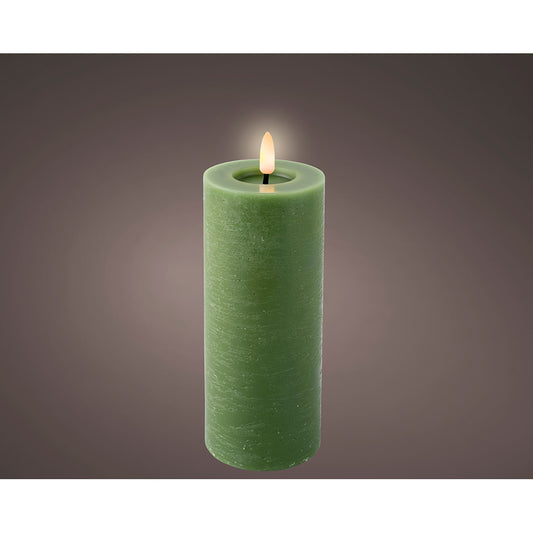 Vela de cera led, cor verde, superfÃ­cie rÃºstica Ã¸7 x 19 cm_0