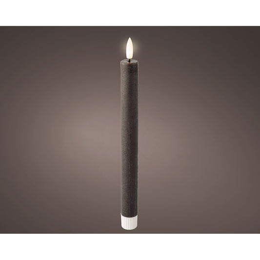 Vela de cera led cor cinza, Ã¸2 x 24,5 cm, 2 unidades_0