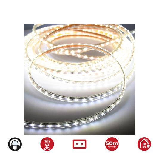 Tira led 50m. 60 leds/m 4,2w/m branco frio 6.400k, ip44, 220-240v (uso interior-exterior) 12mm grossor edm_0