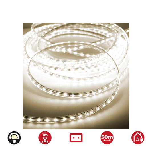 Tira led 50m. 60 leds/m 4,2w/m branco quente 3.200k, ip44, 220-240v (uso interior-exterior) edm_0