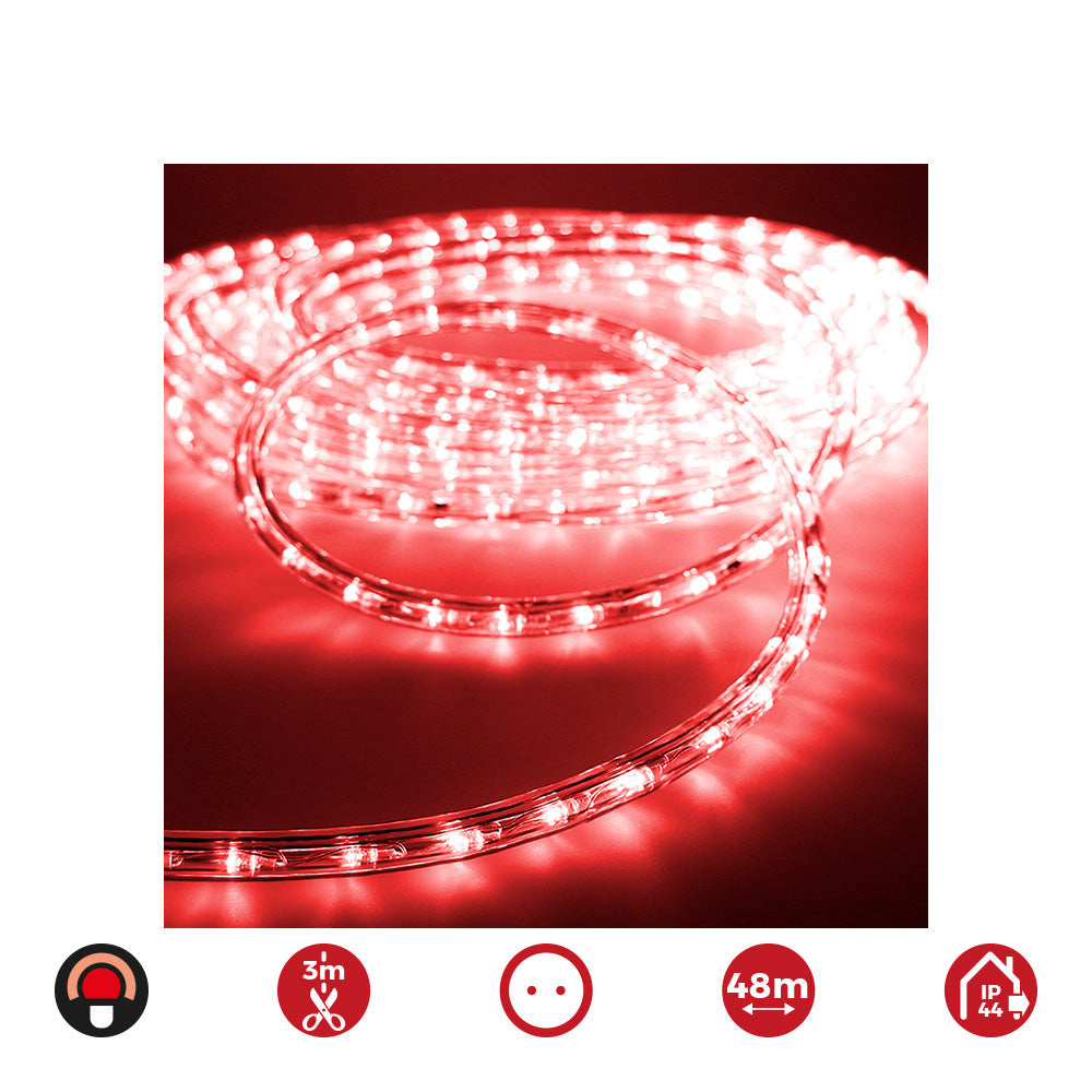 Tubo flexiled 36 leds/m vermelho, 2 vias multifunÃ§Ãµes, ip44 48m_0