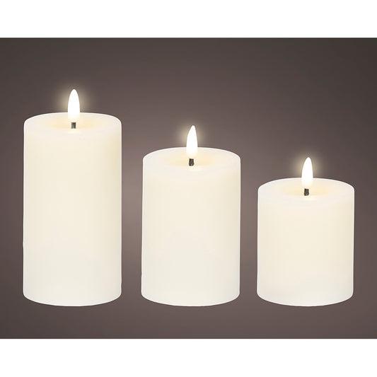 Vela de cera led branca Ã¸7 cm com diferentes alturas, 3 unidades_0