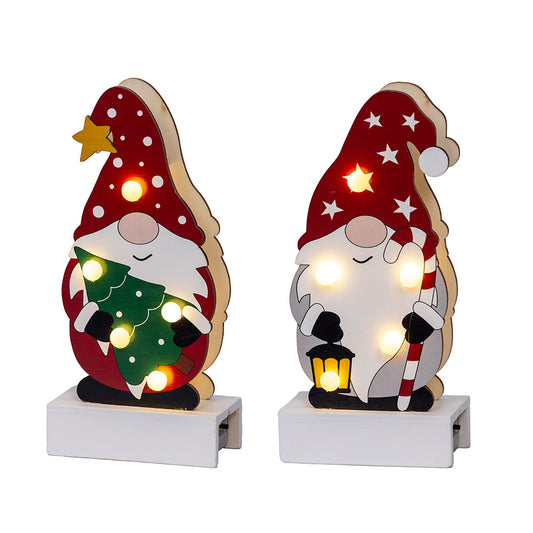 Figura de gnomo em madeira com led 8,50 x 4,50 x 18 cm, vÃ¡rios modelos_0