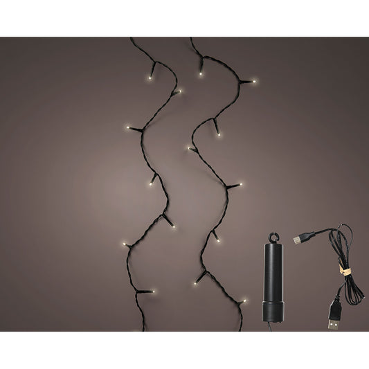 Fio de led multifuncional com bateria 100 leds multicolores com cabo preto para exterior 7,4 m_0