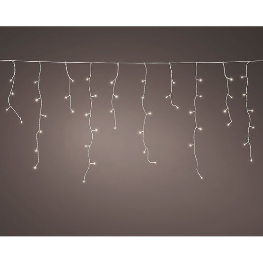 Cortina de sinal de led conectada (interconectÃ¡vel) multifuncional 250 leds luz quente com efeito piscante para exterior branco 7,35 m_0