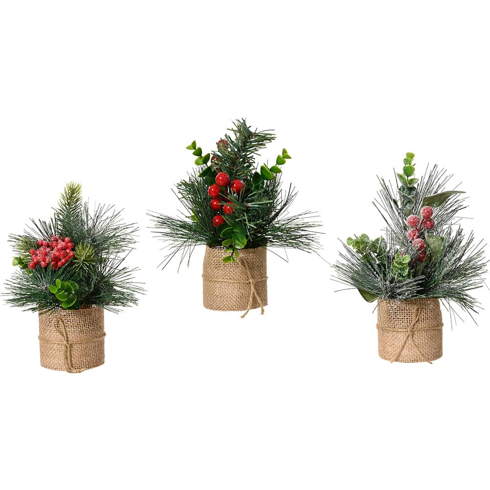 Pequenas plantas de decoraÃ§Ã£o de natal para uso interno 20 x 15 cm, 3 peÃ§as_0