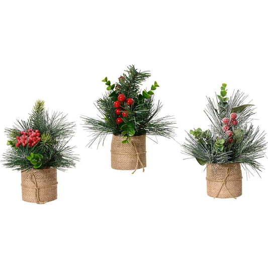 Pequenas plantas de decoraÃ§Ã£o de natal para uso interno 20 x 15 cm, 3 peÃ§as_0