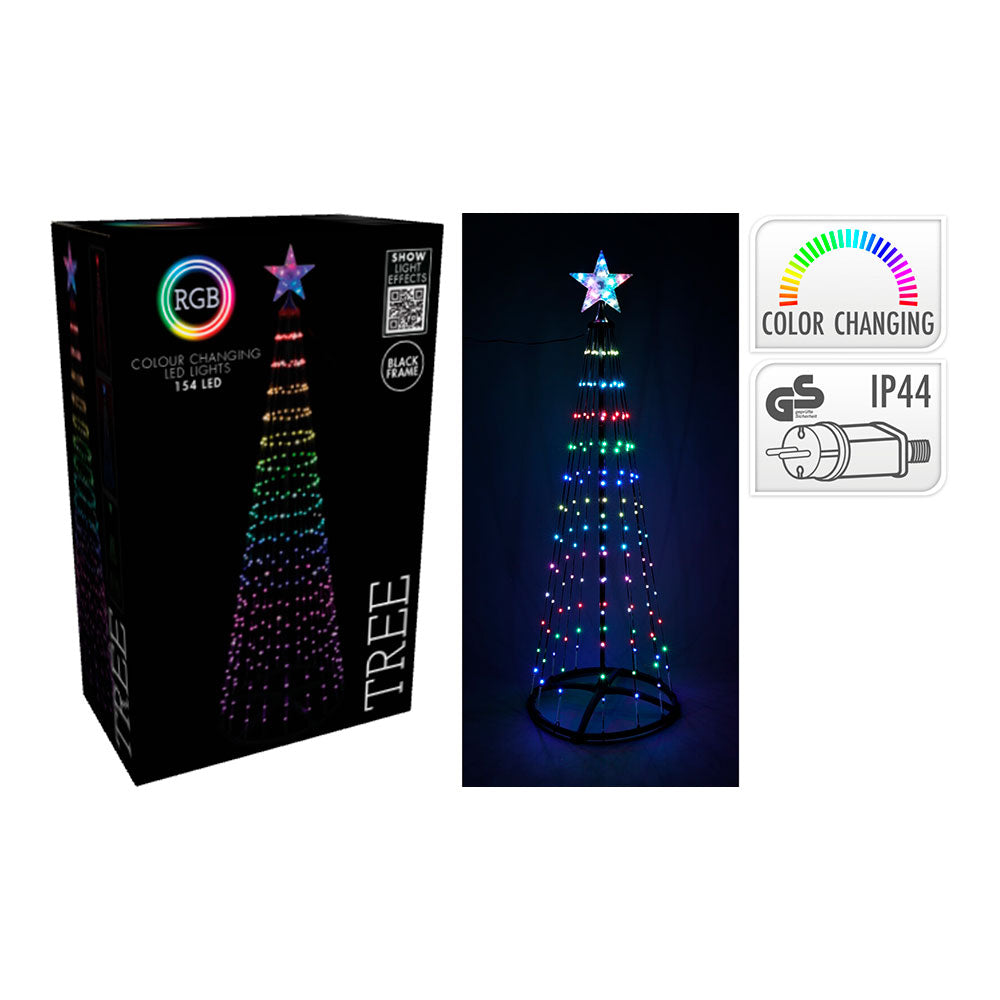 Ãrvore de natal 154 led rgb preto 1,5 m_0