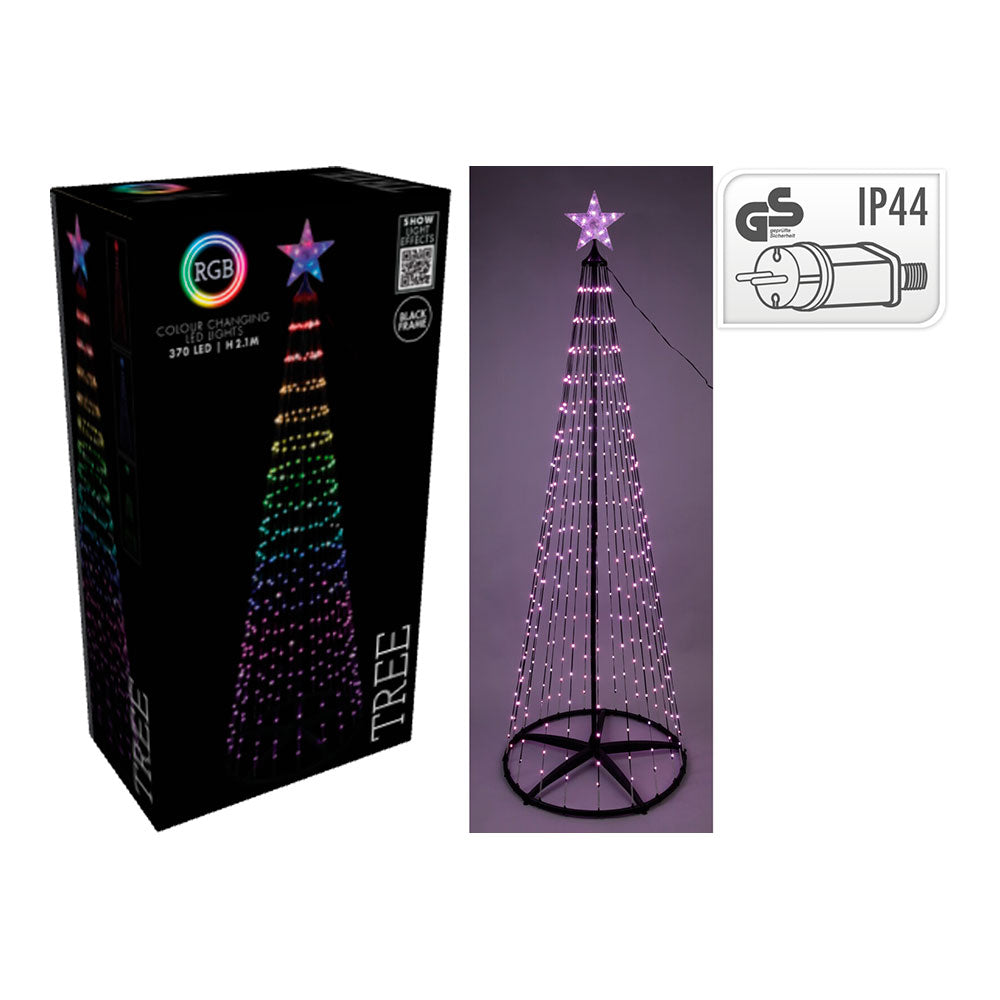 Ãrvore de natal 370 rgb led preto 2,10 m_0