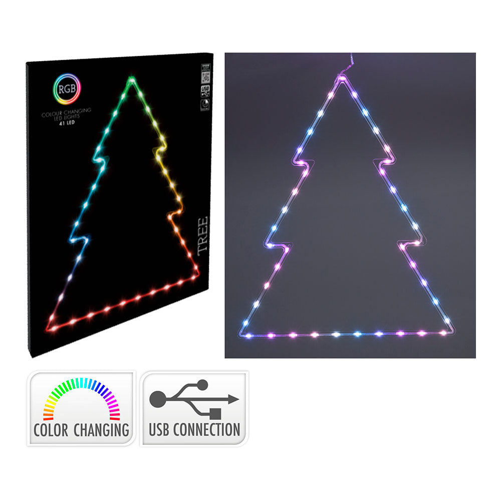 Ãrvore de natal com 41 leds rgb 48 x 60 cm_0