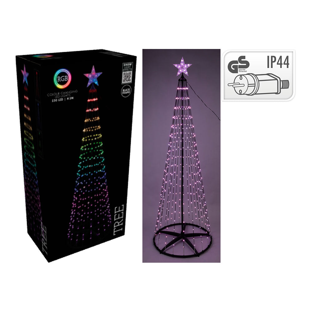 Ãrvore de natal 550 rgb led preto 3 m_0