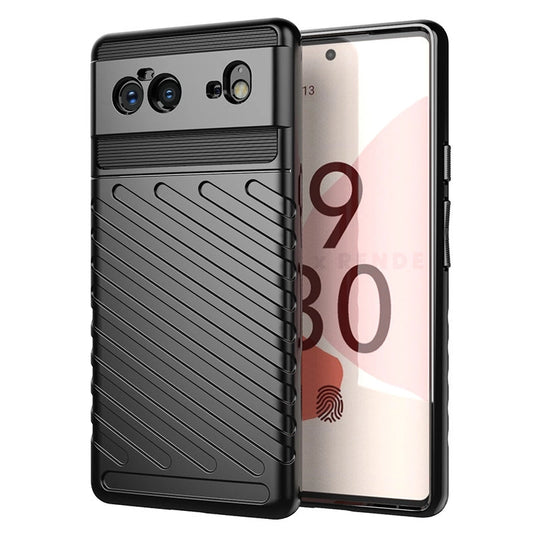 Thunder Case Flexible Tough Rugged Cover TPU Case for Google Pixel 6 black_0