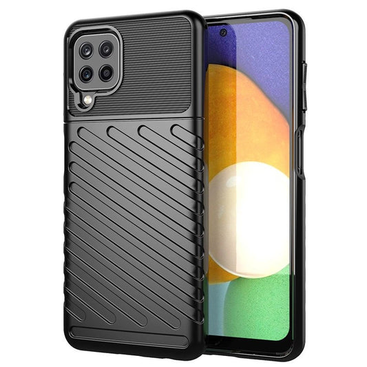 Thunder Case Flexible Tough Rugged Cover TPU Case for Samsung Galaxy A22 4G black_0