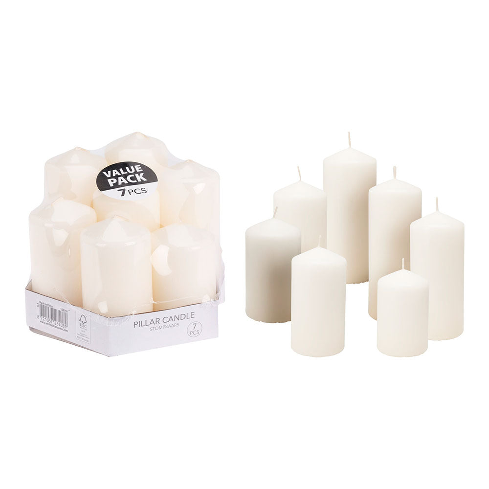 Velas brancas Ã¸55 mm com alturas diferentes, 7 pcs_0
