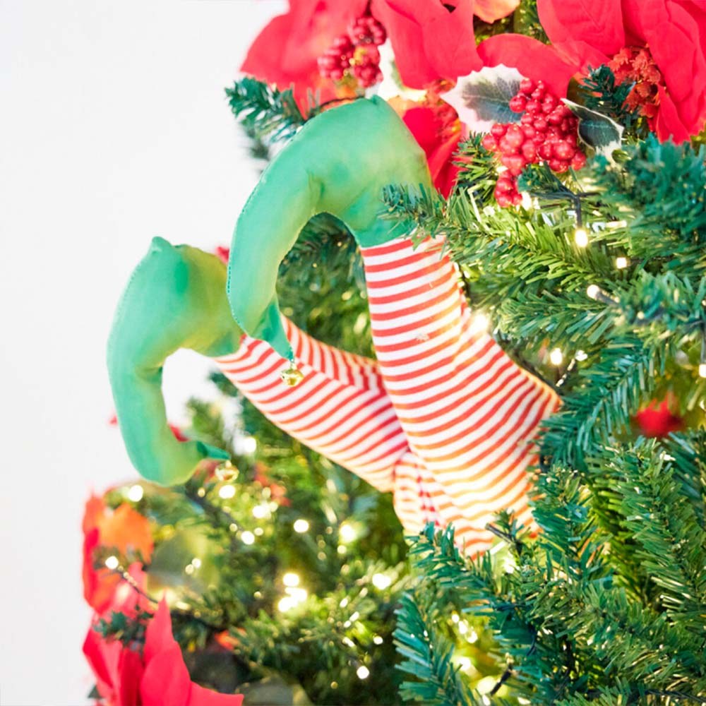 Estatueta de Ã¡rvore de natal com pernas de elfo, 35 cm_0