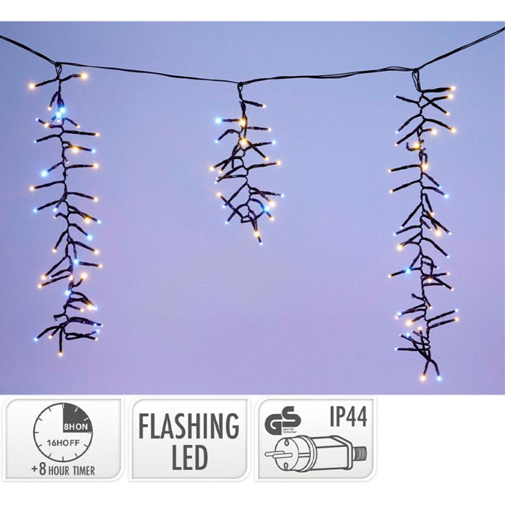 Cortina icicle funÃ§Ã£o flash, uso exterior, branco quente e frio, 528 led, 3,5 m_0