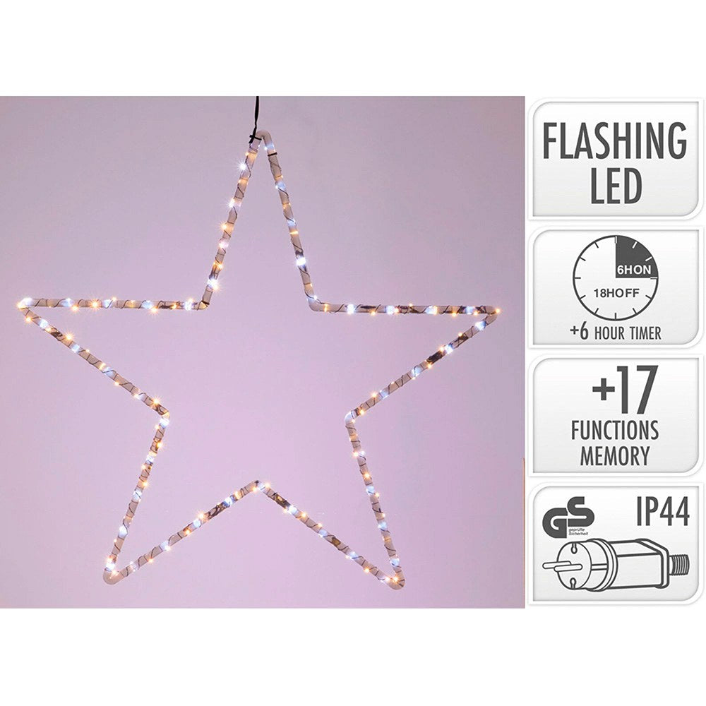 Estrela de natal microled multifunÃ§Ãµes, luz fria e quente, 130 leds, 60 x 58 cm_0