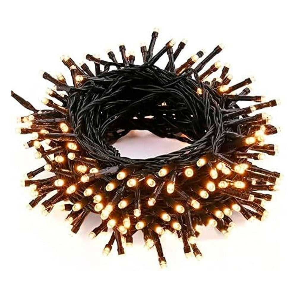 CordÃ£o de luzes led branco quente 1608 com cabo preto_0
