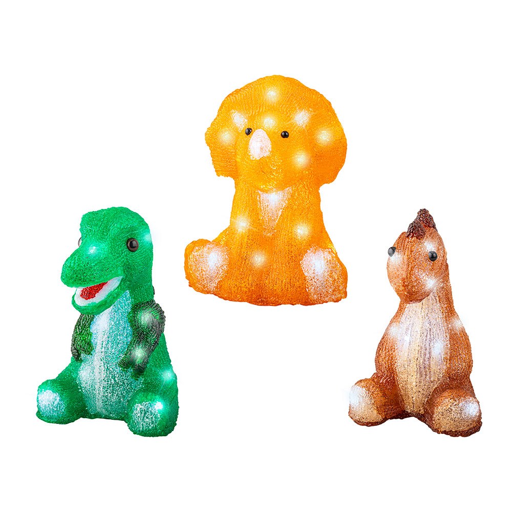 Figura acrÃ­lica de dinossauro, uso exterior, branco frio, 20 leds, modelos variados, 22 cm_0