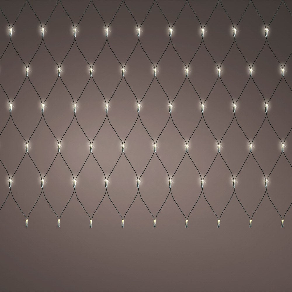 Rede de iluminaÃ§Ã£o led fixa para exterior, branco quente, cabo preto, 2 x 2 m_0