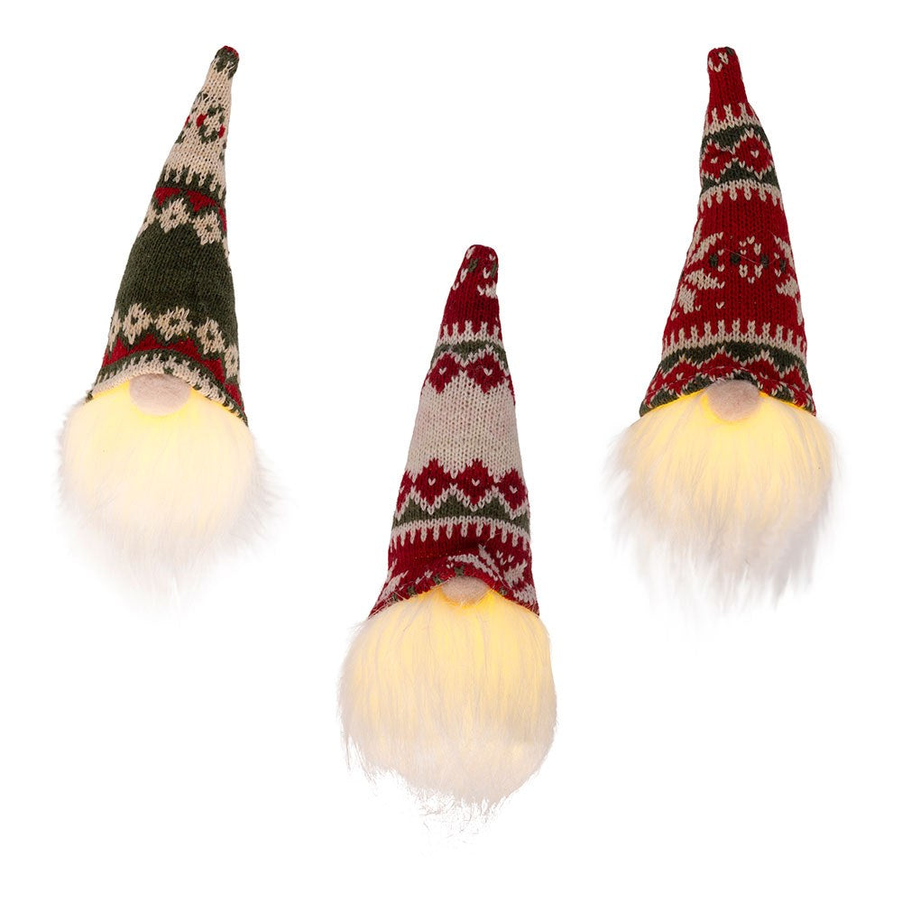 Figura decorativa led gnomo em poliÃ©ster luz quente fixa, cores sortidas, Ã¸7,5 x 18 cm_0