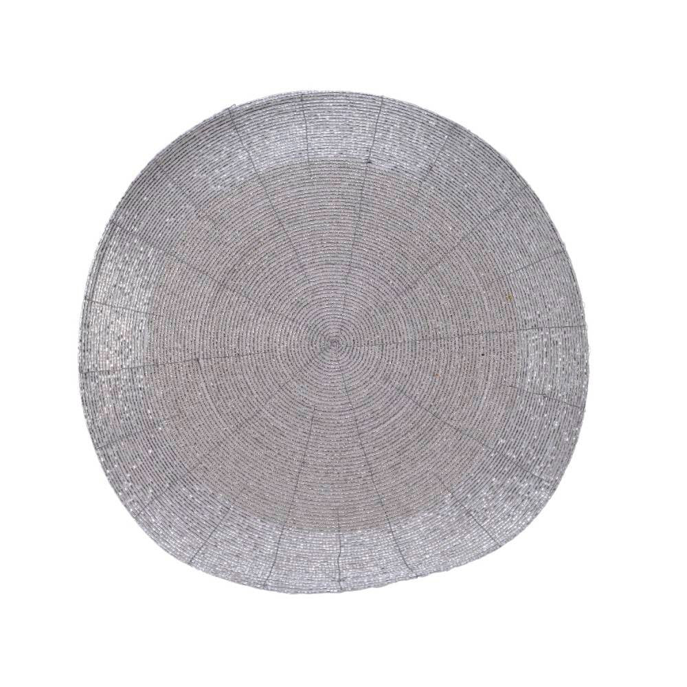 Volta-de-degrau redondo prateado com contas, Ã¸35 cm_0