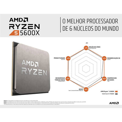 Processador AMD Ryzen 5 5600X "Zen 3" 6-Core 3.7GHz c/ Turbo 4.6GHz 35MB Cache SktAM4