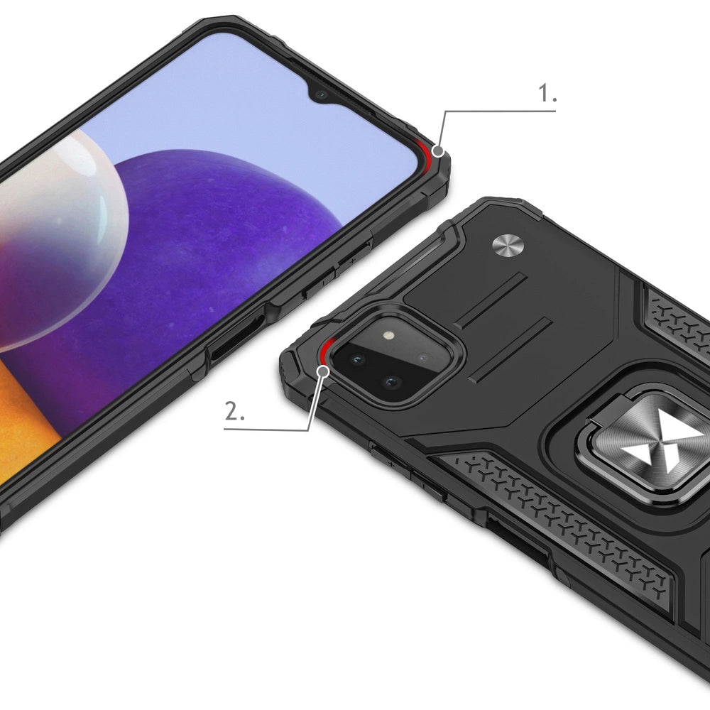 Wozinsky Ring Armor Case Kickstand Tough Rugged Cover for Samsung Galaxy A22 4G silver_1