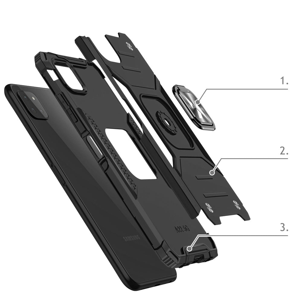 Wozinsky Ring Armor Case Kickstand Tough Rugged Cover for Samsung Galaxy A22 4G silver_2