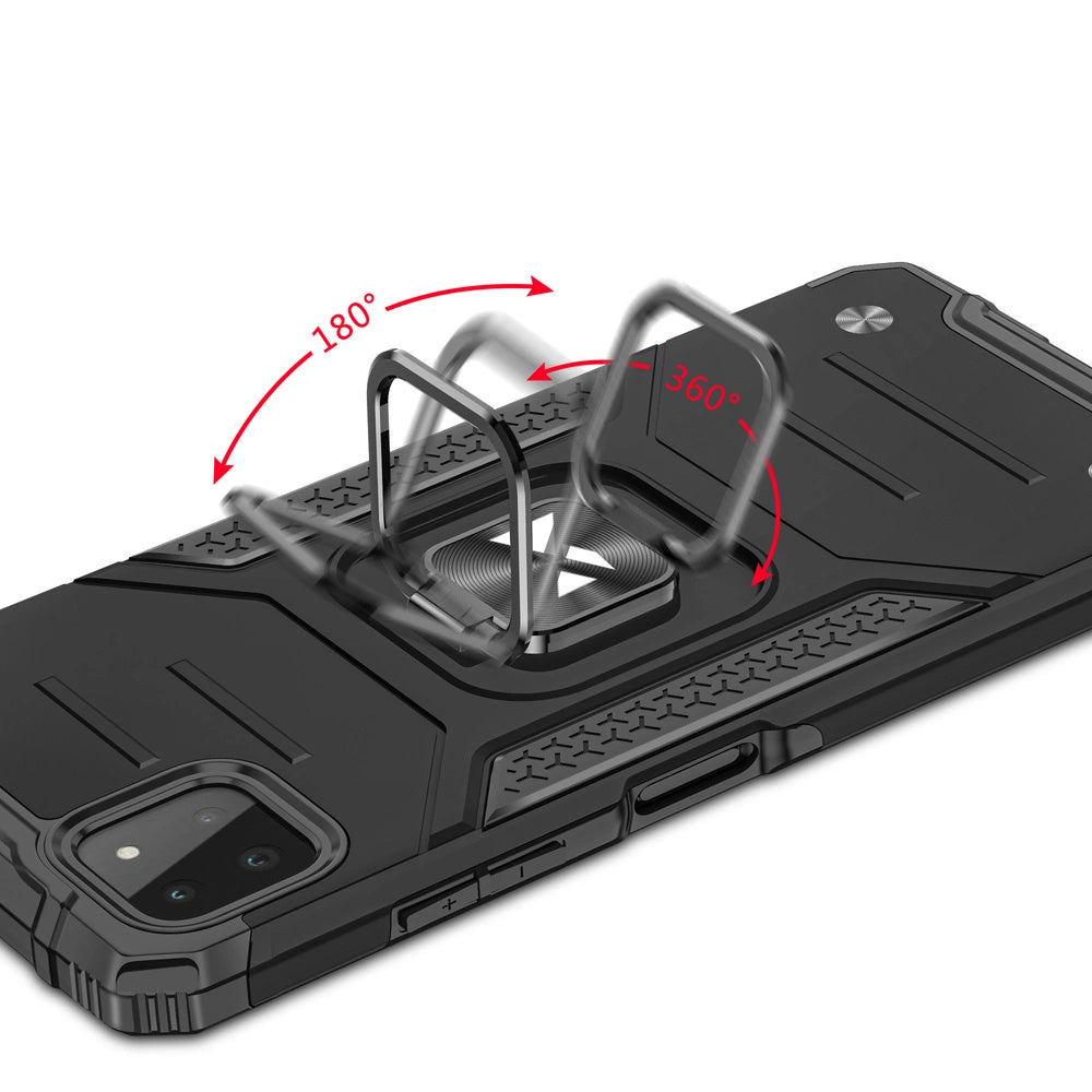 Wozinsky Ring Armor Case Kickstand Tough Rugged Cover for Samsung Galaxy A22 4G silver_4