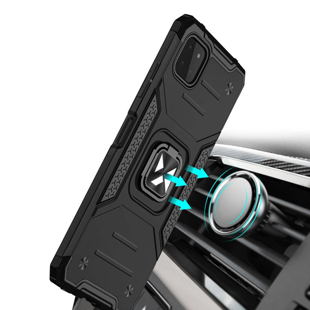 Wozinsky Ring Armor Case Kickstand Tough Rugged Cover for Samsung Galaxy A22 4G silver_5