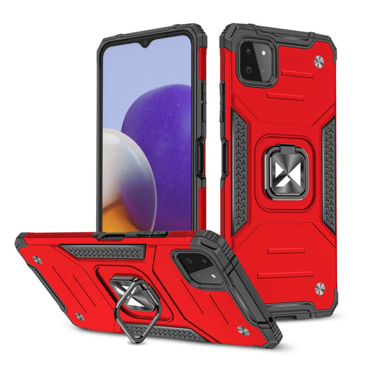 Wozinsky Ring Armor Case Kickstand Tough Rugged Cover for Samsung Galaxy A22 4G red_0