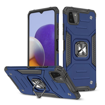 Wozinsky Ring Armor Case Kickstand Tough Rugged Cover for Samsung Galaxy A22 4G blue_0