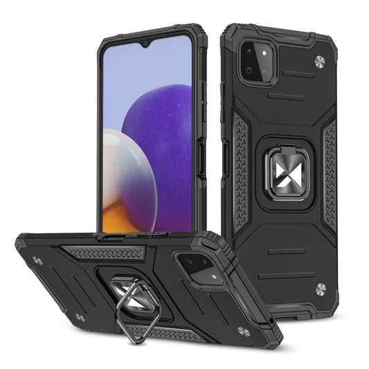 Wozinsky Ring Armor Case Kickstand Tough Rugged Cover for Samsung Galaxy A22 4G black_0