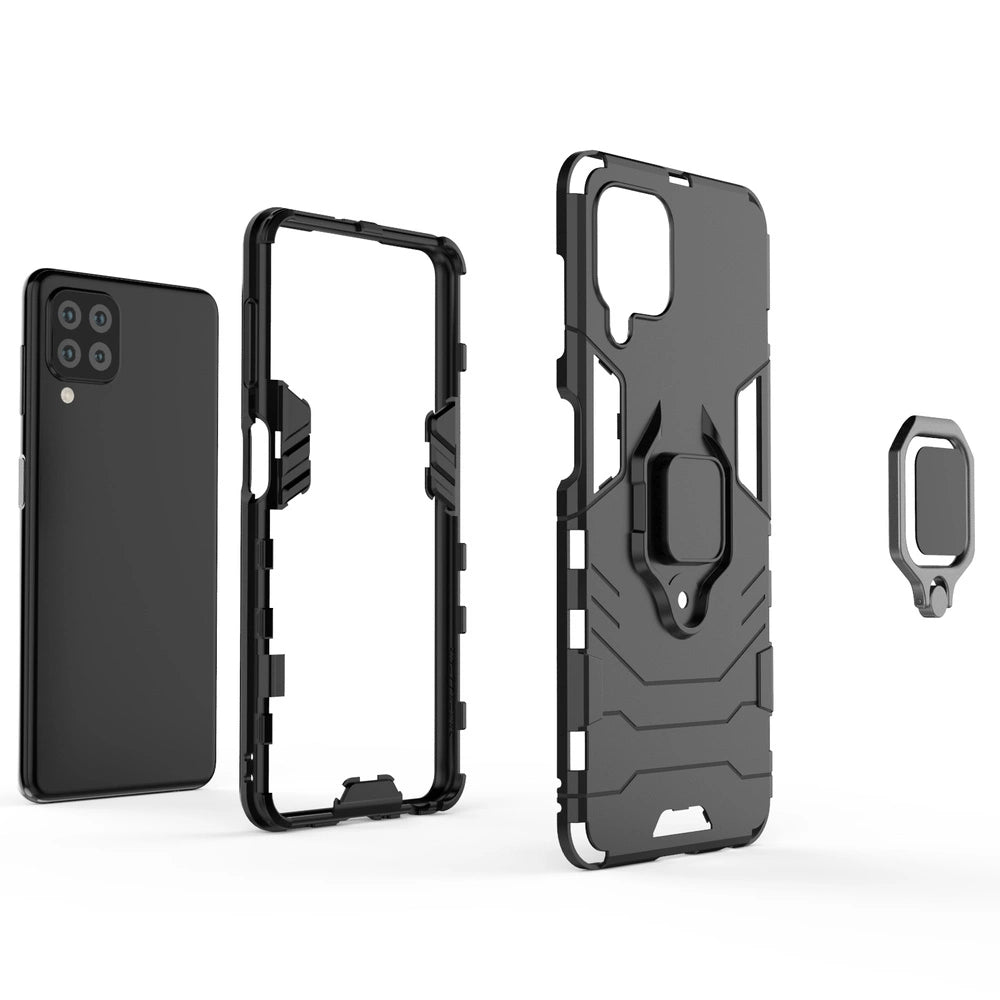 Ring Armor Case Kickstand Tough Rugged Cover for Samsung Galaxy A22 4G blue_2
