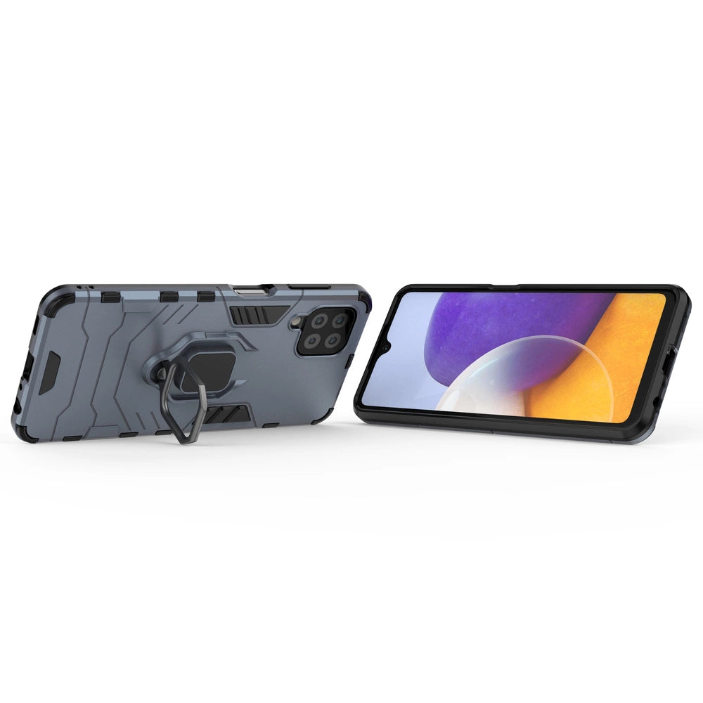 Ring Armor Case Kickstand Tough Rugged Cover for Samsung Galaxy A22 4G blue_5
