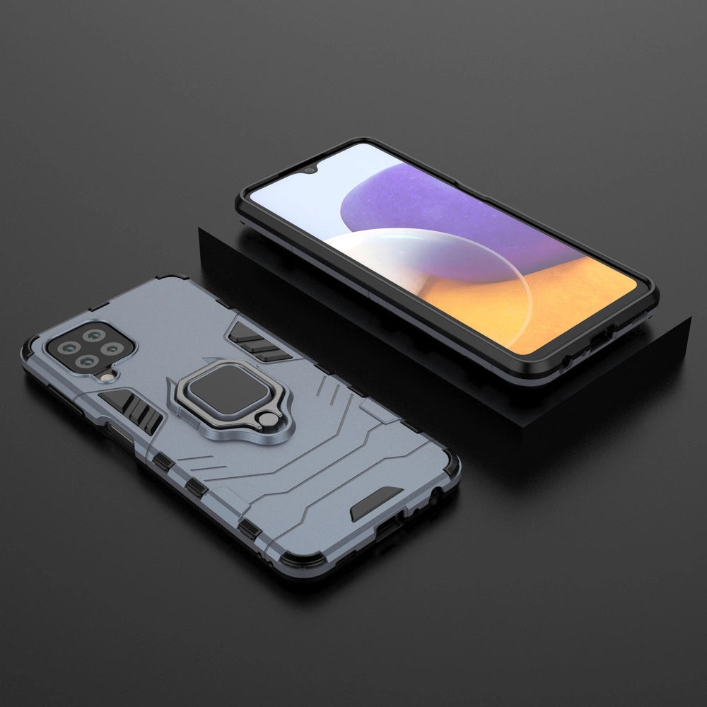 Ring Armor Case Kickstand Tough Rugged Cover for Samsung Galaxy A22 4G blue_8