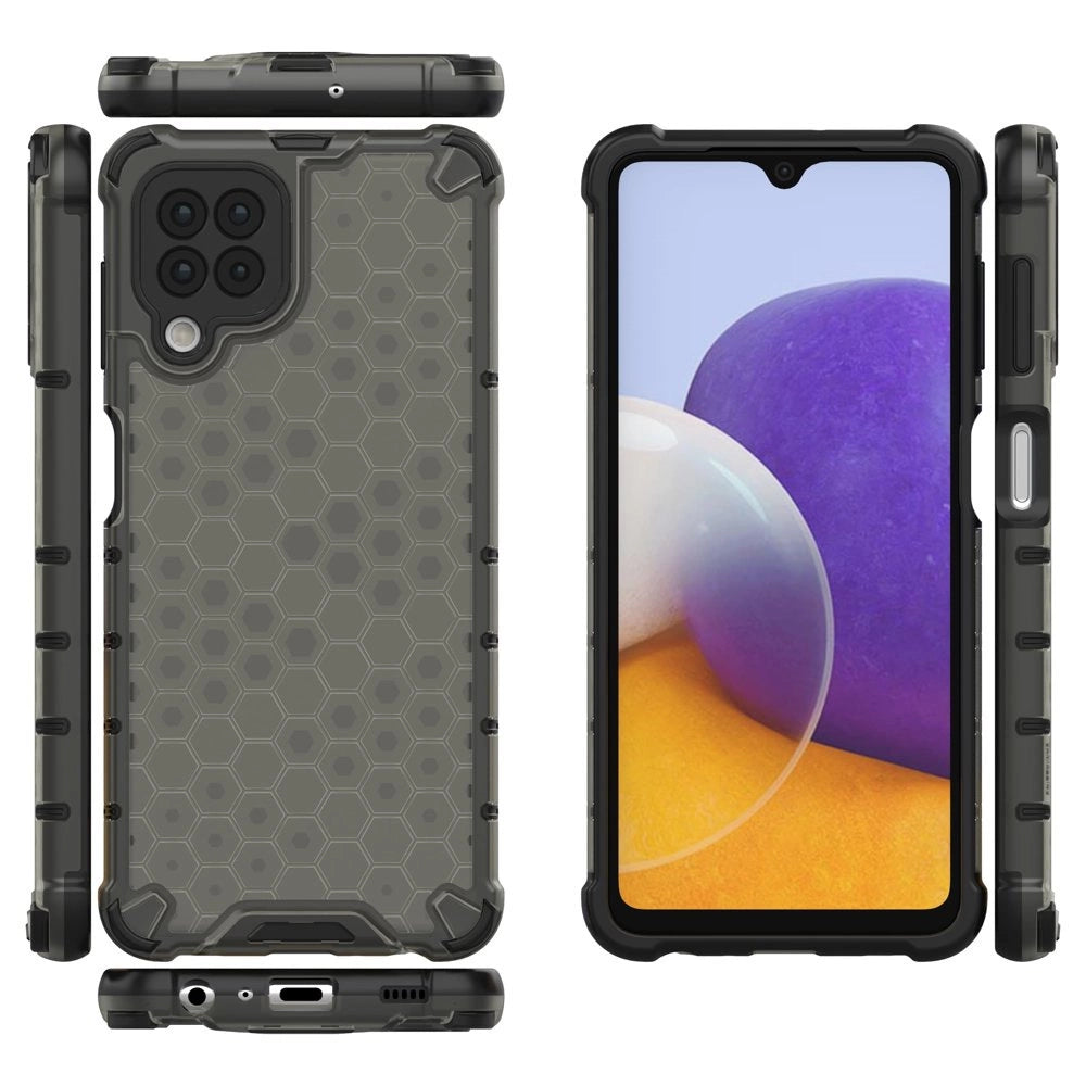 Honeycomb Case armor cover with TPU Bumper for Samsung Galaxy A22 4G black_1