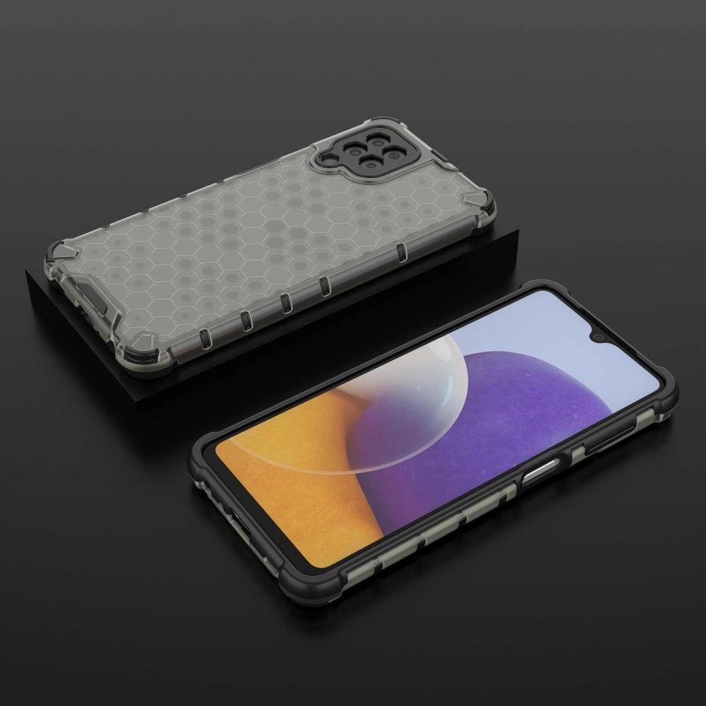 Honeycomb Case armor cover with TPU Bumper for Samsung Galaxy A22 4G black_12