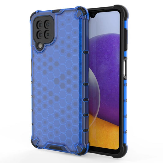 Honeycomb Case armor cover with TPU Bumper for Samsung Galaxy A22 4G blue_0