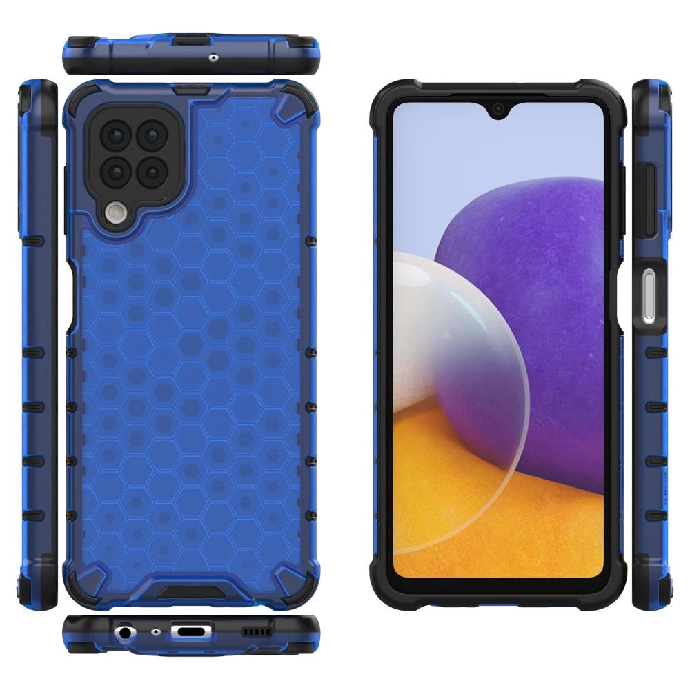 Honeycomb Case armor cover with TPU Bumper for Samsung Galaxy A22 4G blue_1