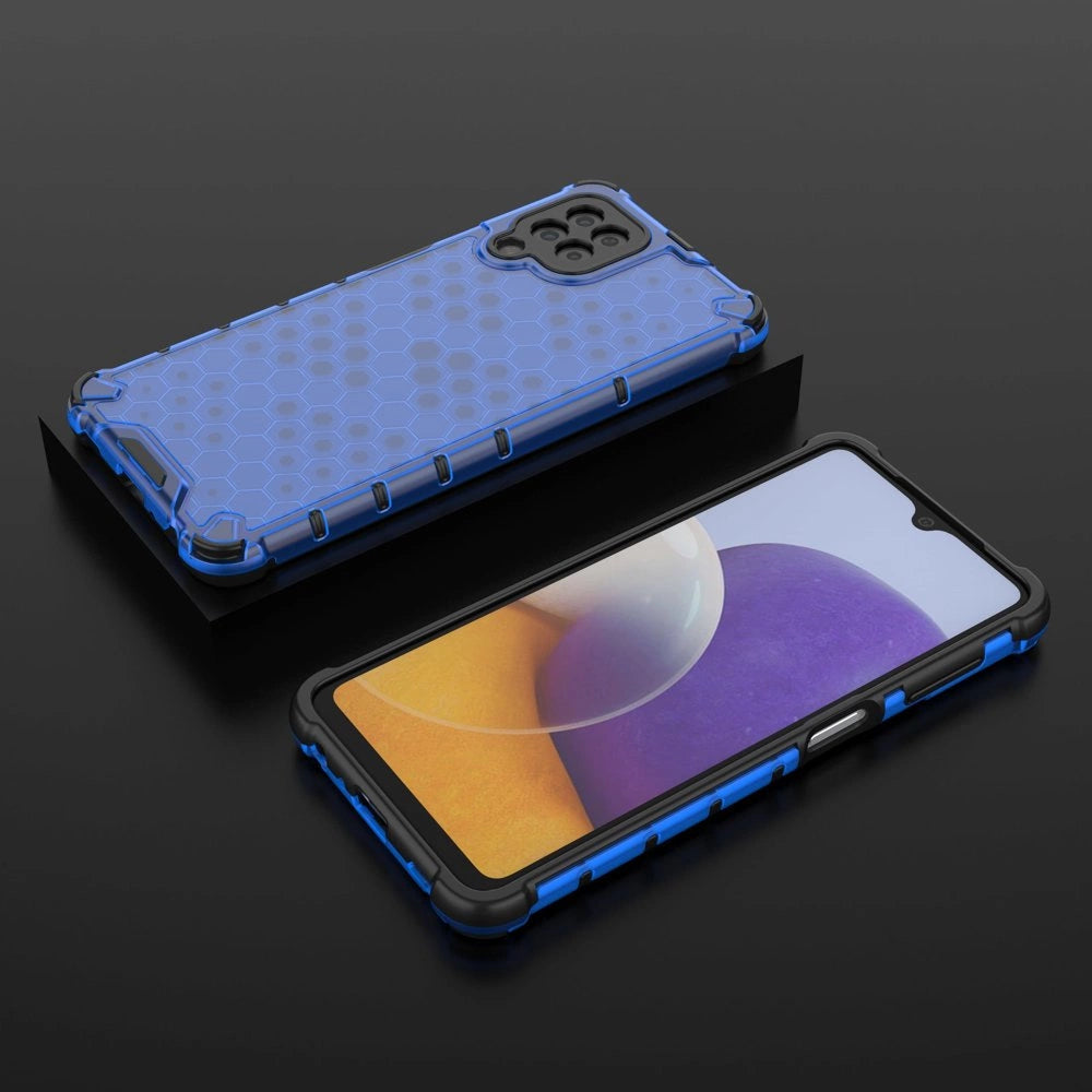 Honeycomb Case armor cover with TPU Bumper for Samsung Galaxy A22 4G blue_12